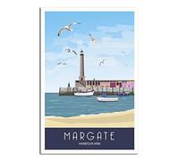 UEJD Vintage Margate Harbour Arm Lighthouse Travel Poster Decorative Posters Modern Bedroom Canvas Art Poster Picture Painting Posters Wall Decor Art Gift