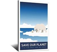 UEJD Vintage Polar Bear And Cub Travel Poster Decorative Posters Modern Bedroom Canvas Art Poster Picture Painting Posters Wall Decor Art Gift
