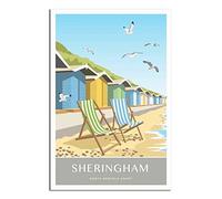 UEJD Vintage Sheringham Norfolk Beach Huts Travel Poster Decorative Posters Modern Bedroom Canvas Art Poster Picture Painting Posters Wall Decor Art Gift