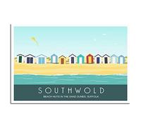 UEJD Vintage Southwold Beach Suffolk Huts Travel Poster Decorative Posters Modern Bedroom Canvas Art Poster Picture Painting Posters Wall Decor Art Gift