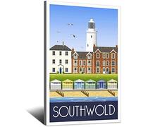 UEJD Vintage Southwold Lighthouse Huts Suffolk Travel Poster Decorative Posters Modern Bedroom Canvas Art Poster Picture Painting Posters Wall Decor Art Gift