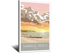 UEJD Vintage Swanage Beach Sunrise Dorset Travel Poster Decorative Posters Modern Bedroom Canvas Art Poster Picture Painting Posters Wall Decor Art Gift
