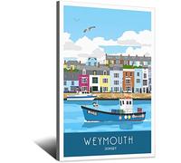 UEJD Vintage Weymouth Harbour Dorset Travel Poster Decorative Posters Modern Bedroom Canvas Art Poster Picture Painting Posters Wall Decor Art Gift