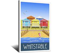 UEJD Vintage Whitstable Beach Huts Kent Coast Travel Poster Decorative Posters Modern Bedroom Canvas Art Poster Picture Painting Posters Wall Decor Art Gift