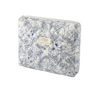 uekeboag Quilted Cotton Makeup Bag,Coquette Quilted Toiletry Bag for Women and Girls,Floral Coquette Pouch,Cute Kawaii Travel Cosmetic Bags, Navy Blue Flower