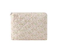 uekeboag Quilted Cotton Makeup Bag,Coquette Quilted Toiletry Bag for Women and Girls,Floral Coquette Pouch,Cute Kawaii Travel Cosmetic Bags, Pink Green Flower