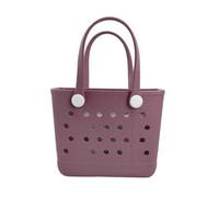 UeKeKicg Small Beach Tote Bag, Rubber Beach Bag, Waterproof Washable Durable Open Travel Totes for the Beach Pool Sports, Purple Red, S, Open