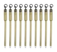UEKPDM 10Pcs PVA Bag Stems with Swivel & Lead Insert - Fishing Terminal Tackle for Carp Rigs, 60mm Dark Green Connectors (ABS + Alloy)