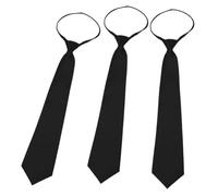 UEKPDM 3-Pack Black Clip On Tie for Men - Pre-Tied Clip-On Necktie for School Uniforms, Weddings, Graduation & Business - Easy Wear Formal Tie (No Knot Needed)