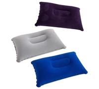 UEKPDM 3 Pack Inflatable Camping Pillows, Water-Resistant Compressible Travel Pillows, Lightweight Foldable Blow Up Pillow for Neck Support, Grey, Purple Blue & Royal Blue