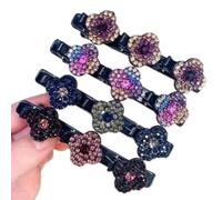 UEKPDM 4 Pack Four-Leaf Clover Rhinestone Hair Clips, Multi-Colour Gradient Crystal Hair Barrettes for Women, Shiny Duckbill Hairpins for All Hair Types, Weddings Parties Daily Use