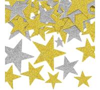 UEKPDM Star Stickers, 100 Pcs Glitter Foam, Gold & Silver, 2.5-5.5cm