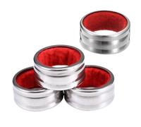 UEKPDM Wine Drip Rings, 4 Pack 40mm Stainless Steel Collars, Red & Silver | Velvet-Lined, Waved Surface, Leakproof Fit, for Most Wine Bottles, Bar & Home Use