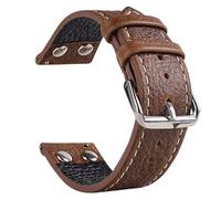 uEmoh Handmade Vintage Style Genuine Leather Cowhide Replacement Watch Strap (Men's & Women's) - 18mm 19mm 20mm 21mm 22mm 24mm (22mm, Brown)