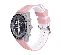 uEmoh Swatch Moonwatch Strap, Watch Band for Moonswatch,Soft Silicone Strap for Omega X Swatch Moonswatch Speedmaster 20mm Watch, Quick Release Watch Replacement Band (Pink+White)