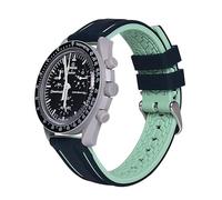 uEmoh Swatch Moonwatch Strap, Watch Band for Moonswatch,Soft Silicone Strap for Omega X Swatch Moonswatch Speedmaster 20mm Watch, Quick Release Watch Replacement Band (NavyBlue+Green)
