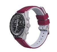 uEmoh Swatch Moonwatch Strap, Watch Band for Moonswatch,Soft Silicone Strap for Omega X Swatch Moonswatch Speedmaster 20mm Watch, Quick Release Watch Replacement Band (WineRed+Grey)