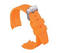 uEmoh Watch Band for Moonswatch, Curved No Gap Soft Silicone Omega X Swatch Moonwatch Strap, Speedmaster 20mm Watch, Quick Release Watch Replacement Strap Men Women (Orange)