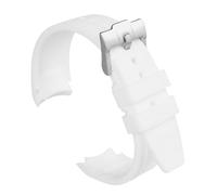 uEmoh Watch Band for Moonswatch, Curved No Gap Soft Silicone Omega X Swatch Moonwatch Strap, Speedmaster 20mm Watch, Quick Release Watch Replacement Strap Men Women (White)