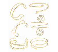UEMXIYU 4-5 Pcs Arm Cuff Upper Arm Band Cuff Bracelet Bangle for Women Adjustable Armband Set, 3, Metal, no gemstone