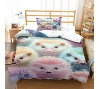 UENDOKRNN 3D Printed Hedgehog Duvet Cover Bedding Set 2 pcs,Soft Microfiber Quilt Cover with Pillowcases And Zipper Closure,for Adults And Teens Single（135x200cm）