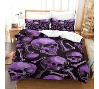 UENDOKRNN 3D Printed Quilt Cover Skull 3 Pieces Bedding Soft Microfiber with Zipper Closure，Pillowcases for Kids Girls Boys Adults Bedroom Single（140x200cm）
