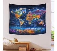 UENDOKRNN 3D World Map Print Wall Blanket Home Decoration Bedding Poster Wall Art Tapestry Wall Hanging Tapestries Soft Polyester for Unisex Children Bedroom/Living Room/Dorm/Curtain 180cmx230cm