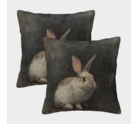 UENDOKRNN Animal Cushion Covers Soft Set of 2 Square Rabbit Throw Pillow with Invisible Zipper for Sofa Living Room Garden Outdoor Home Decor 45x45cm