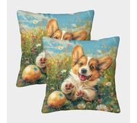 UENDOKRNN Animal Pillow Case Soft Set of 2 Square Cute Dog Pillow for Sofa Living Room Garden Outdoor Home Decor 45x45cm
