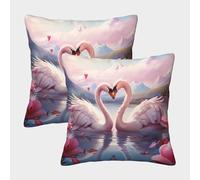 UENDOKRNN Animal Pillow Cover Soft Pack of 2 Square Pillow Decorative White Swan Throw Pillow Cover Soft Pillowcases with Invisible Zipper for Sofa 40x40cm