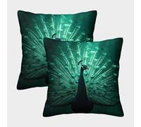 UENDOKRNN Animal Pillow Cover Soft Set of 2 Square Pillow Decorative Peacock Throw Pillow Cover Soft Pillowcases with Invisible Zipper for Sofa 40x40cm