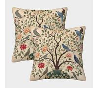 UENDOKRNN Birds And Plants Pillow Case Soft Pack of 2 Square 油画鸟 Throw Pillow with Invisible Zipper for Sofa Living Room Garden Outdoor Home Decor 45x45cm