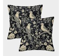 UENDOKRNN Birds And Plants Throw Pillow Cover Soft Set of 2 Square Two Gray Birds Throw Pillow for Sofa Living Room Garden Outdoor Home Decor 45x45cm
