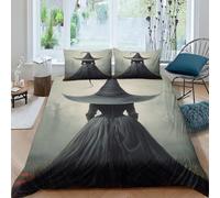 UENDOKRNN Black Hat Witch Duvet Cover Set 3 PCS Hotel Quality Quilt Cover Bedding Set Bed Covers with Pillowcases with Zipper Closure Ultra Soft Anti Allergic Microfiber Double（200x200cm）