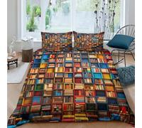 UENDOKRNN Bookshelves Duvet Cover Sets 3 PCS Hotel Quality Quilt Cover Bedding Set Bed Covers with Pillowcases with Zipper Closure Breathable Stylish Comforter Double(200x200cm)