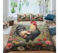 UENDOKRNN Cock Duvet Cover Set 3 PCS Hotel Quality Quilt Cover Bedding Sets Bed Covers with Pillowcases with Zipper Closure Ultra Soft Anti Allergic Microfiber Double（200x200cm）