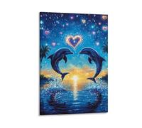 UENDOKRNN Dolphin Poster Artwork Giclee Canvas Prints Modern Wall Art Picture Wall Hanging for Bathroom Wall Decor 16x24inch(40x60cm)