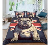 UENDOKRNN English Bulldog Duvet Cover 3 PCS Hotel Quality Quilt Cover Bedding Bed Covers with Pillowcases with Zipper Closure Breathable Stylish Comforter Double（200x200cm）