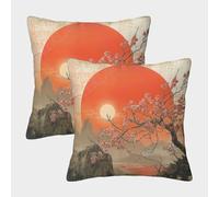 UENDOKRNN Flower Cushion Covers, Pack of 2 Soft with Invisible Zipper Peach Blossom Cushion Covers,Pillow Covers Decorations of Life for Sofa, Outdoor Garden, Bed, Couch,Car 40x40cm