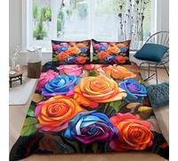 UENDOKRNN Flower Duvet Cover 3 PCS Hotel Quality Quilt Cover Bedding Set Bed Covers with Pillowcases with Zipper Closure Breathable Stylish Comforter Double(200x200cm)