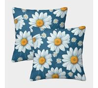 UENDOKRNN Flower Pillow Case Soft Set of 2 Square Daisy Plant Throw Pillow for Sofa Living Room Garden Outdoor Home Decor 40x40cm