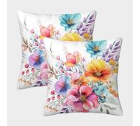 UENDOKRNN Flower Pillow Cases Set of 2 Soft with Invisible Zipper Colorful Flowers Decorative Throw Pillow Cover Soft Pillowcases for Sofa And Couch 45x45cm