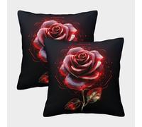 UENDOKRNN Flower Pillow Cover Set of 2 Soft with Invisible Zipper Red Rose Cushion Covers,Pillow Covers Decorations of Life for Sofa, Outdoor Garden, Bed, Couch,Car 50x50cm