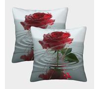 UENDOKRNN Flower Pillow Covers Set of 2 Soft with Invisible Zipper Red Roses Decorative Throw Pillow Cover Soft Pillowcases for Sofa And Couch 45x45cm