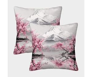 UENDOKRNN Flower Pillowcases Set of 2 Soft with Invisible Zipper Japanese Cherry Decorative Throw Pillow Cover Soft Pillowcases for Sofa And Couch 50x50cm