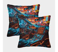 UENDOKRNN Future Cars with Invisible Zipper Set of 2 Homeware Cushions Decorative Throw Pillow for Sofa Bed Livingroom Bedroom 40x40cm