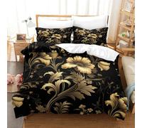 UENDOKRNN Golden Flower 3D Printed Duvet Cover Microfibre Soft Quilt Covers Bedding Sets with Pillowcase Easy Care Comforter Cover Hidden Zipper for Kids Boys Girls Super King（260x220cm）