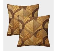 UENDOKRNN Golden Leaf Pillow Case Golden Leaves Cushion Covers Soft Set of 2 Square Pillow for Sofa Living Room Garden Outdoor Home Decor 50x50cm