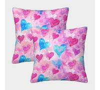 UENDOKRNN Heart Pillow Case Peach Heart Graffiti Cushion Covers Soft Set of 2 Square Pillow for Sofa Living Room Garden Outdoor Home Decor 45x45cm