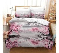 UENDOKRNN Japanese Cherry 3D Printed Duvet Cover Set Bedding Set,Soft Microfiber Pillowcases,Hidden Zipper Quilt Cover Easy Care Comforter Cover for Kids Boys Girls Teens Super King（260x220cm）